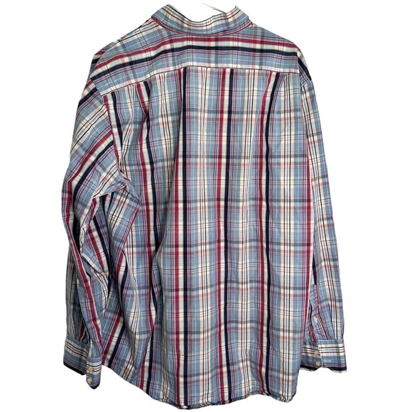 Lacoste Mens Oxford Shirt Blue Pink Plaid Long Sleeve 100% Cotton Pocket M 44 - Picture 2 of 5